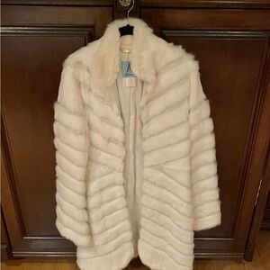 Marciano white cream rabbit and leather Fur Coat for Women